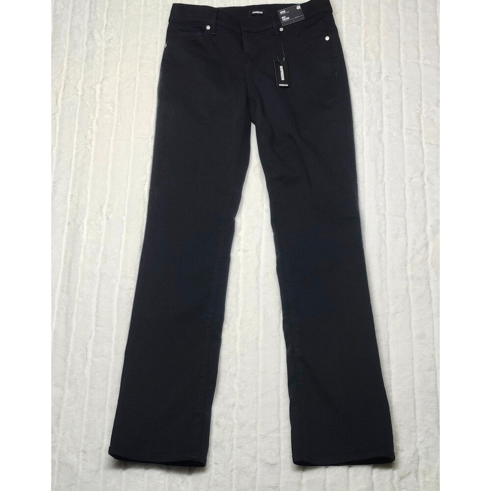 NWT Express Women's Editor Boot Cut Low Rise Black Jeans Size 4R Slim Fit